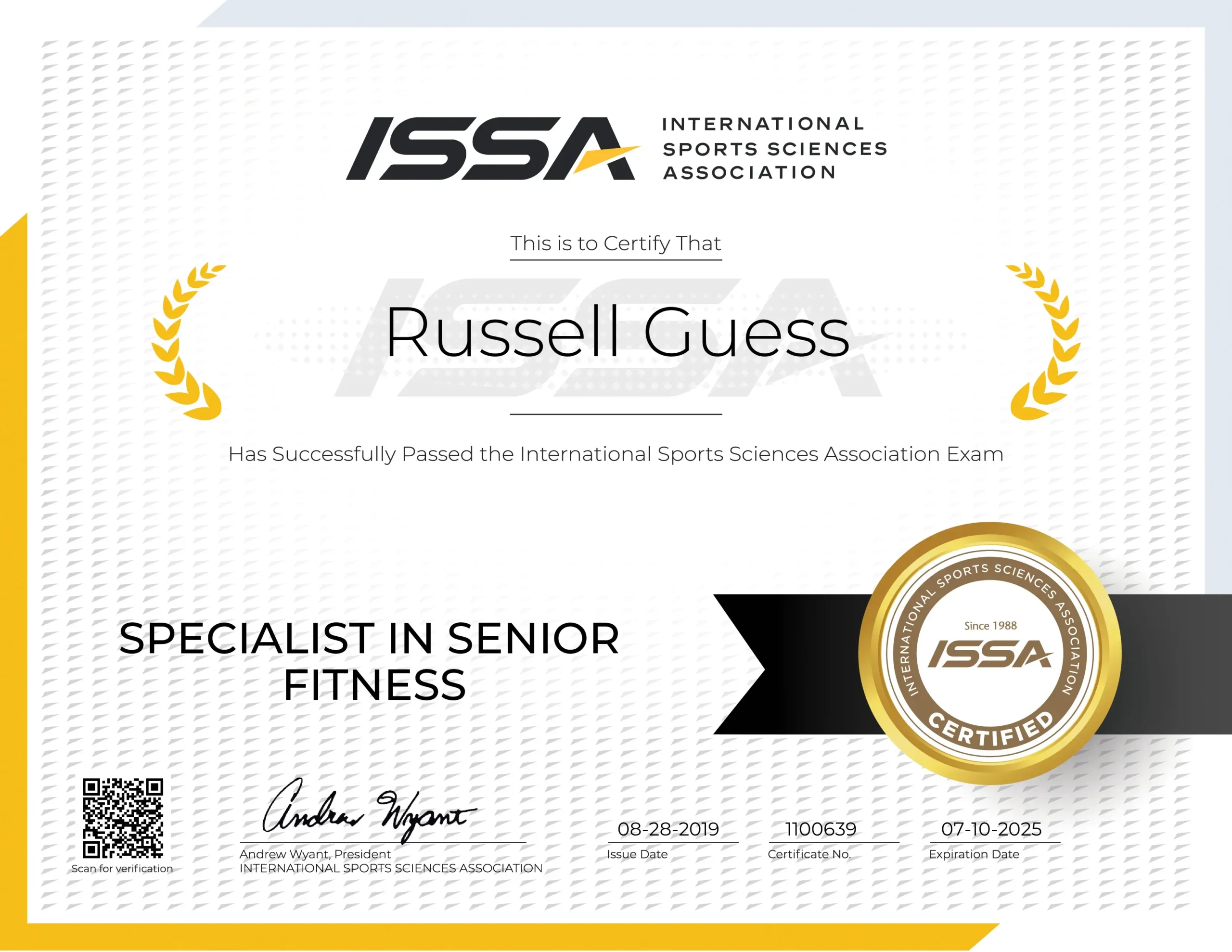 Fitwreks Certificate