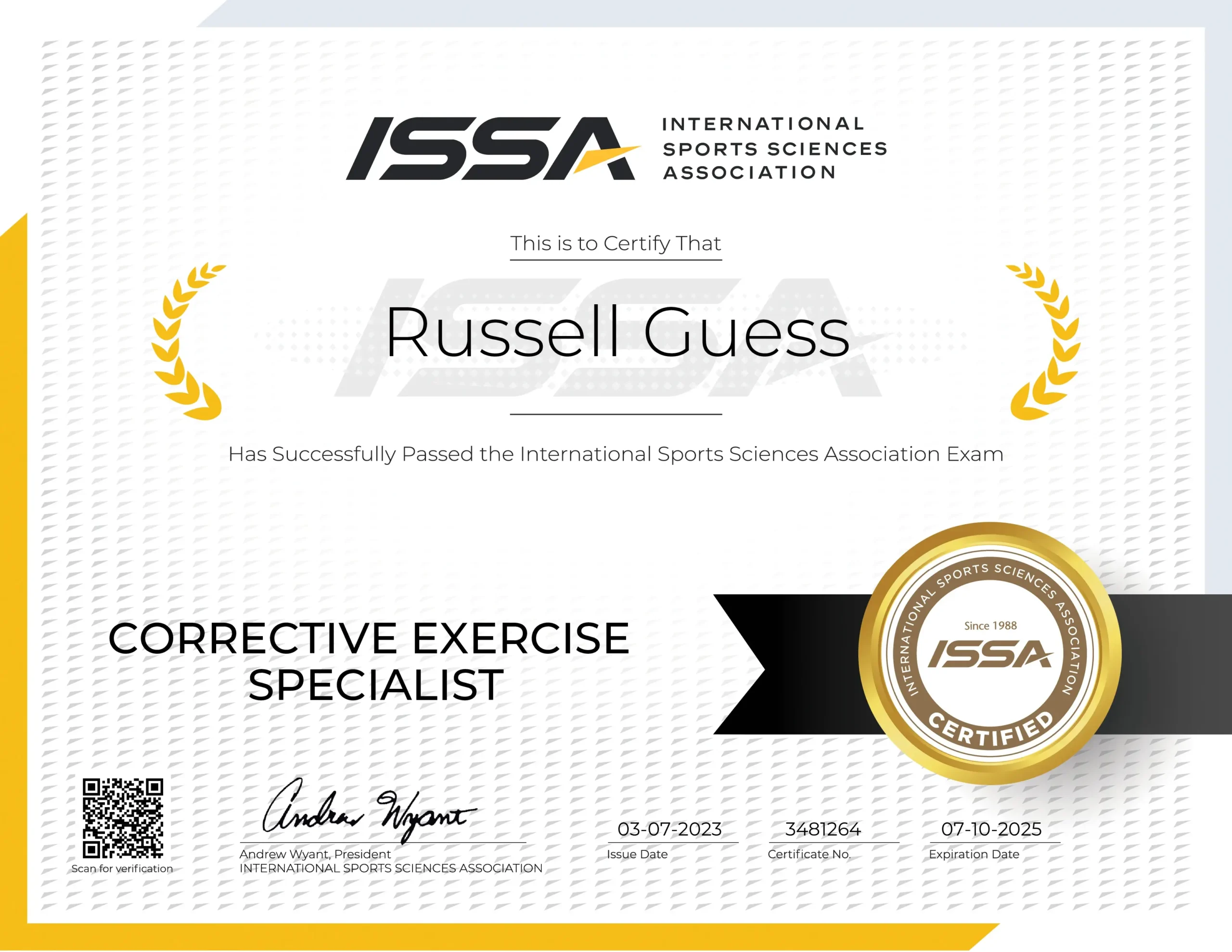 Fitwreks Certificate